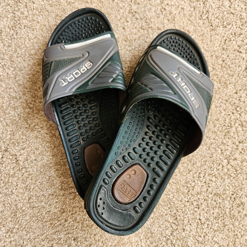 Rassi Sport Branded Size 40 (Brazil) Women's Green and Gray Slide Sandals